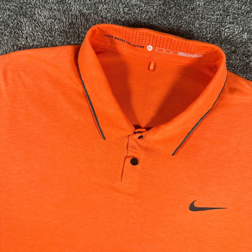 Nike Polo Mens XL Tiger Woods Collection Orange Dri-FIT Golf Short Sleeve Shirt